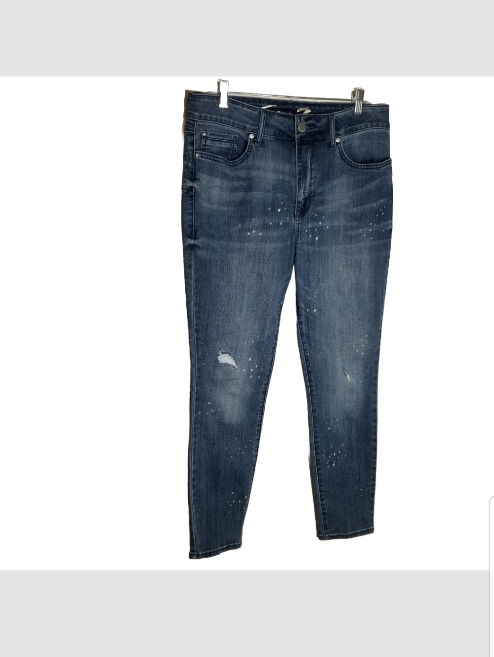 Seven7 Booty Shaper Legging Jeans Women's Sz 12 Stretch Blue Denim Distressed